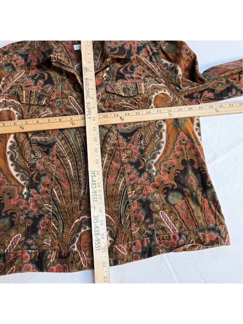 Charter Club Women's Brown Paisley Corduroy Jacket Size Large EUC - Picture 11 of 13